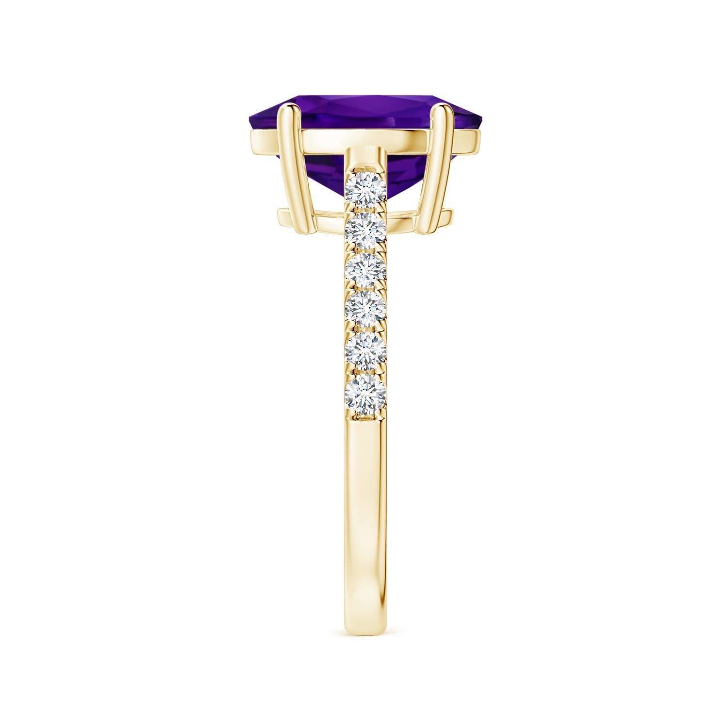 GIA Certified Natural Amethyst Ring in 18K Yellow Gold with Diamonds 4