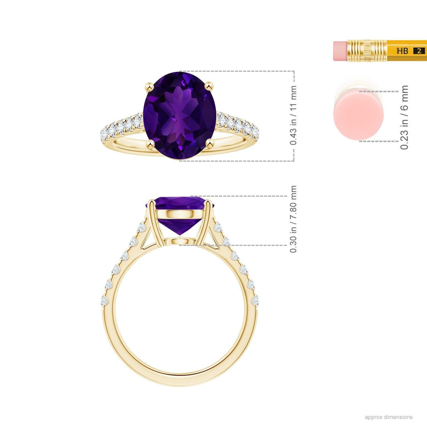 GIA Certified Natural Amethyst Ring in 18K Yellow Gold with Diamonds 5