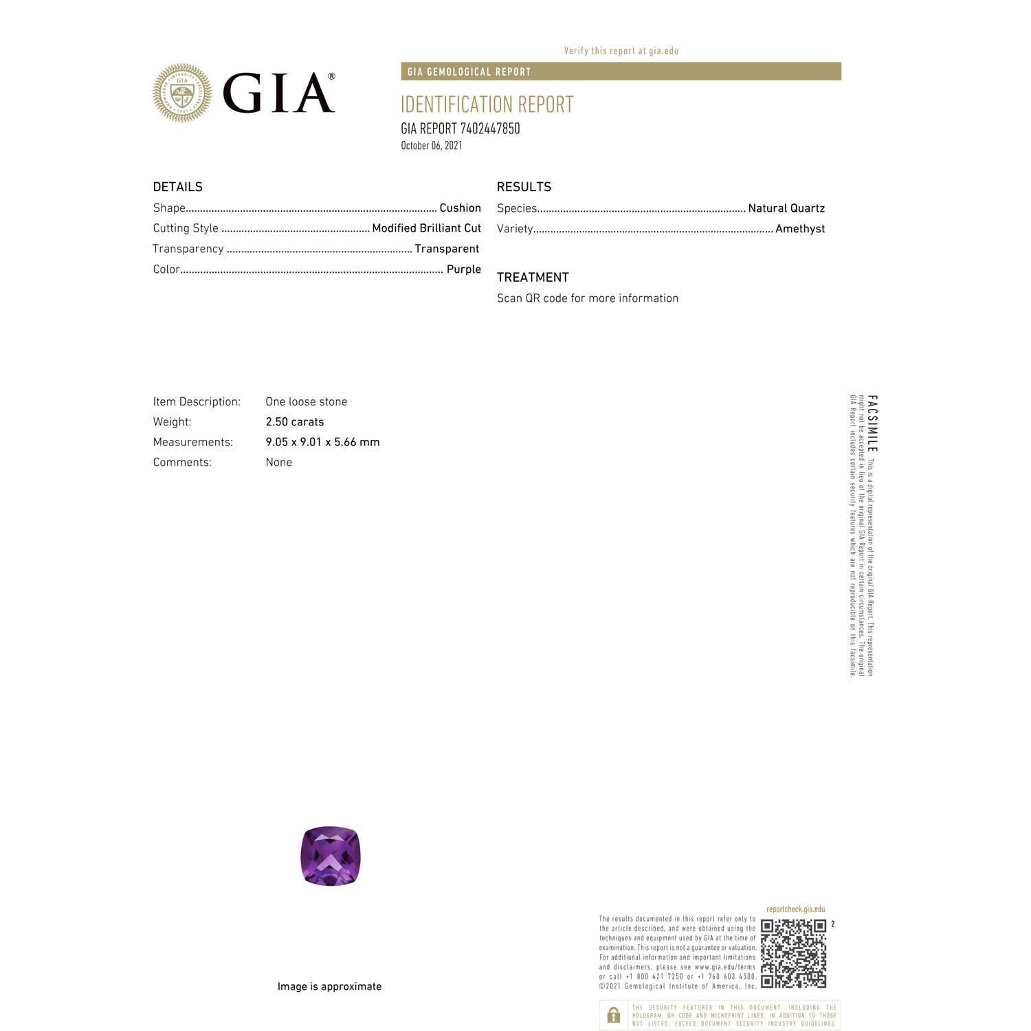 Angara Gia Certified Natural Amethyst Three Stone Ring in Platinum 3