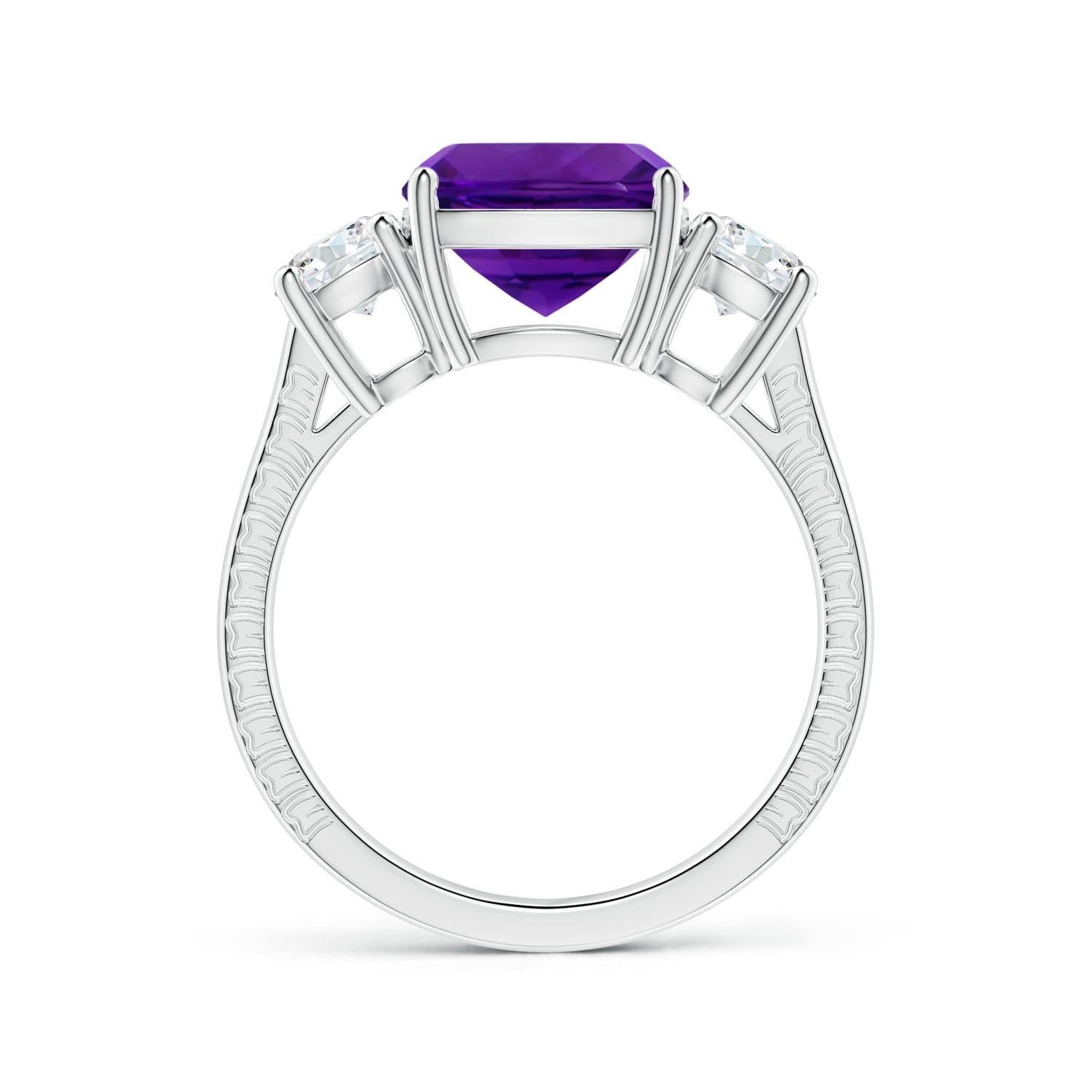 For Sale:  Angara Gia Certified Natural Amethyst Three Stone Ring in White Gold 2
