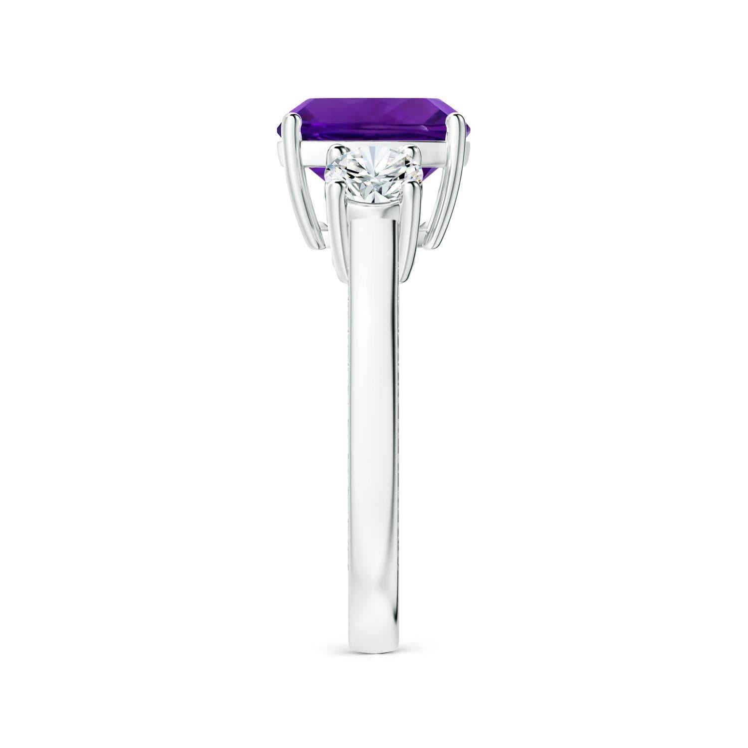 ANGARA GIA Certified Natural Amethyst Three Stone Ring in White Gold 4