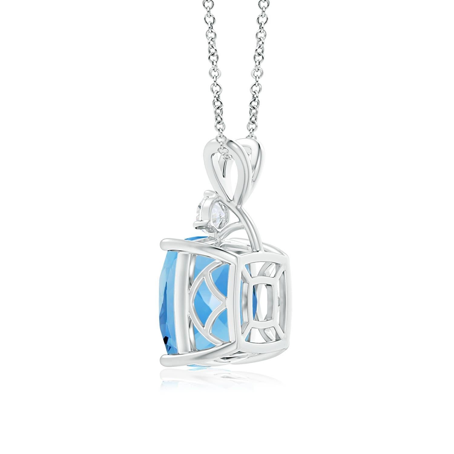 Angara Gia Certified Natural Aquamarine and Diamond White Gold Pendant Necklace In New Condition For Sale In Los Angeles, CA