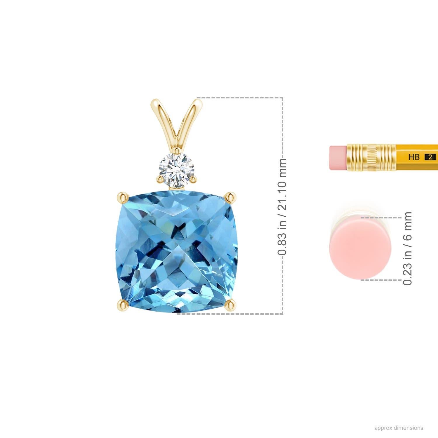 Angara Gia Certified Natural Aquamarine and Diamond Yellow Gold Pendant Necklace In New Condition For Sale In Los Angeles, CA