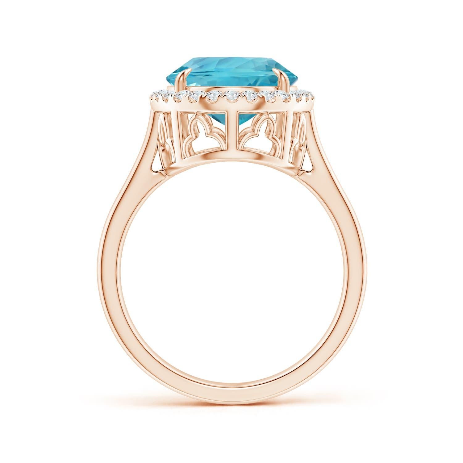 For Sale:  ANGARA GIA Certified Natural Aquamarine Cathedral Ring in Rose Gold 2