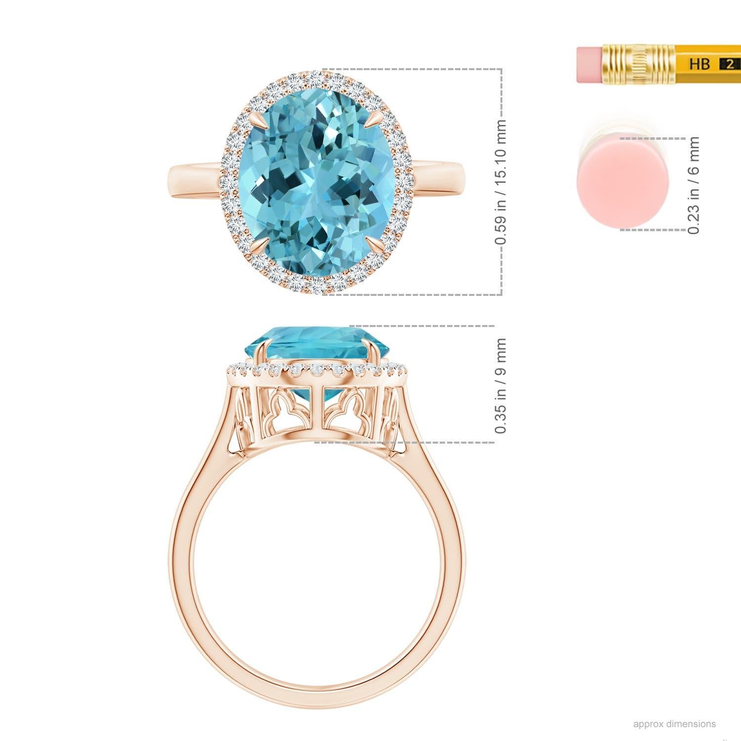 For Sale:  ANGARA GIA Certified Natural Aquamarine Cathedral Ring in Rose Gold 4