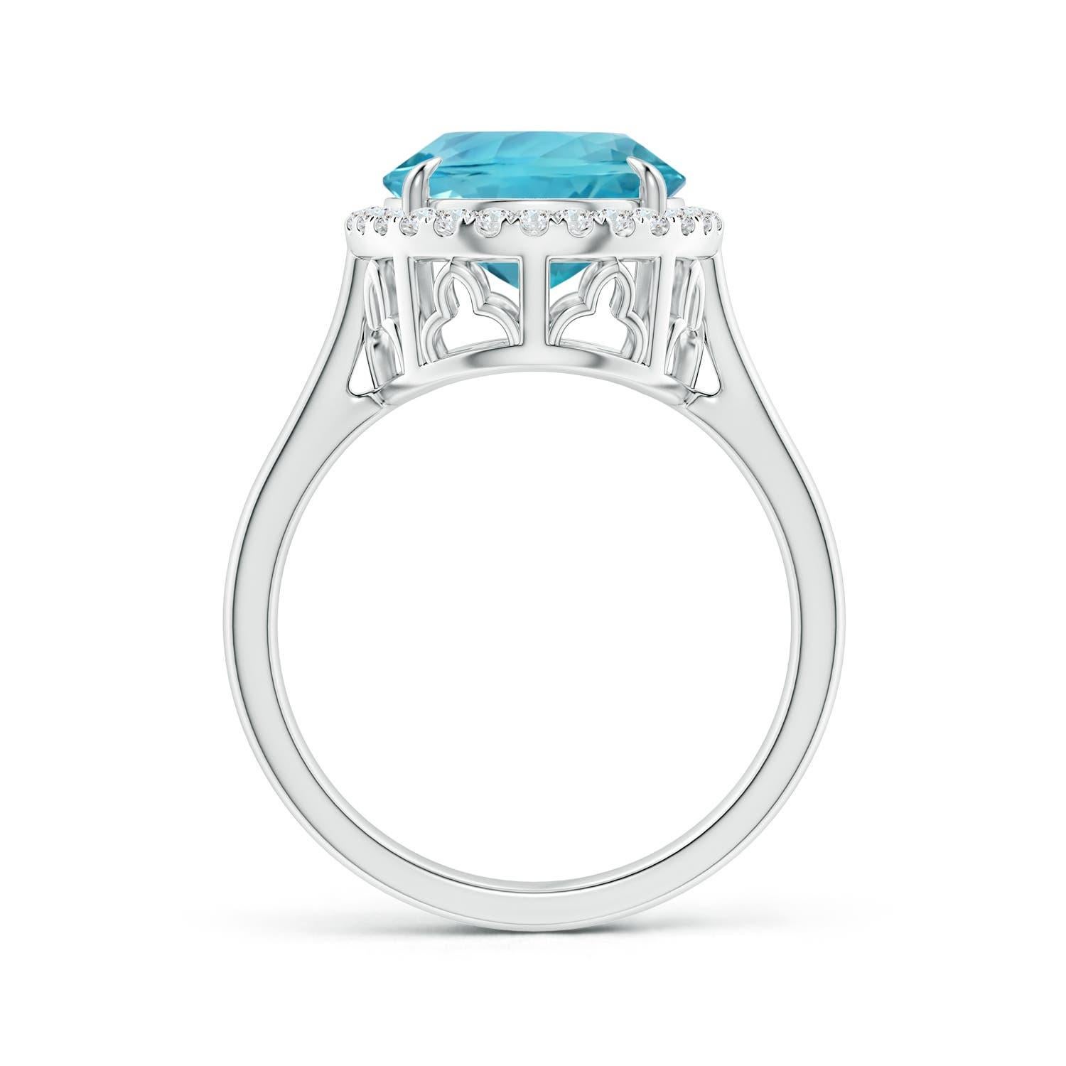 For Sale:  ANGARA GIA Certified Natural Aquamarine Cathedral Ring in White Gold 2