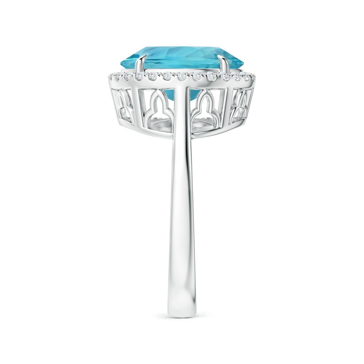 For Sale:  Angara Gia Certified Natural Aquamarine Cathedral Ring in White Gold 3