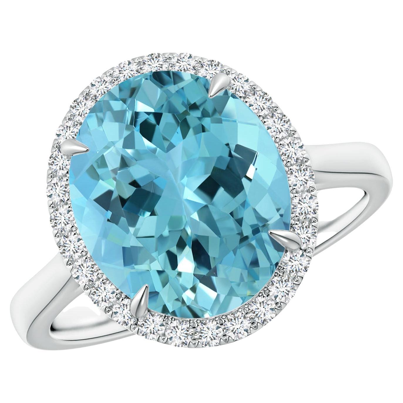 For Sale:  ANGARA GIA Certified Natural Aquamarine Cathedral Ring in White Gold