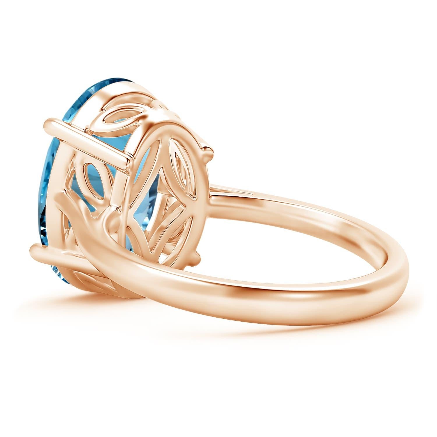 For Sale:  Angara GIA Certified Natural Aquamarine Cocktail Ring in Rose Gold 4