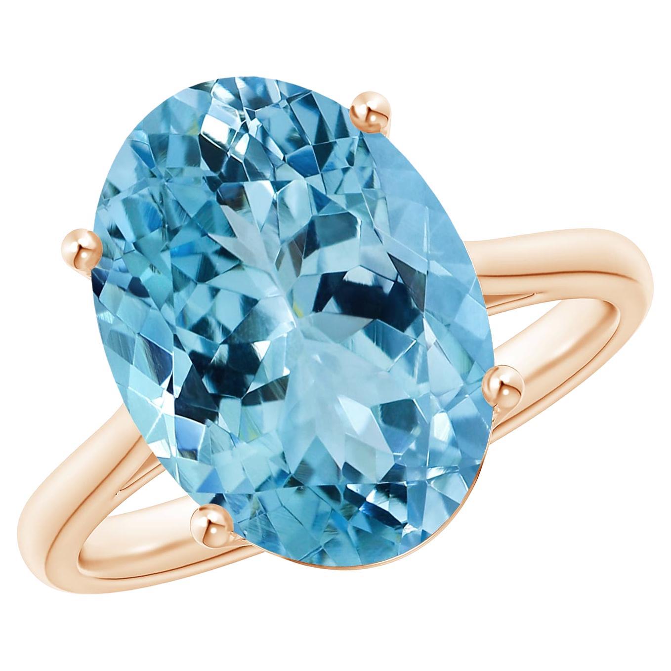 Angara GIA Certified Natural Aquamarine Cocktail Ring in Rose Gold