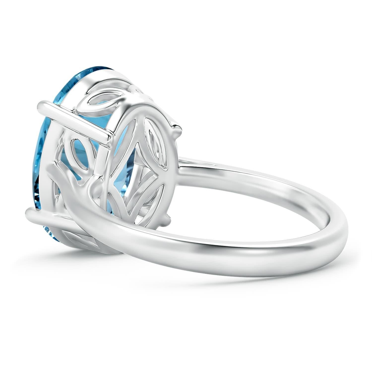 For Sale:  GIA Certified Natural Aquamarine Cocktail Ring in White Gold 4