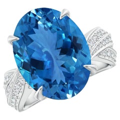 Angara GIA zertifizierter natürlicher Aquamarin Crossover Shank Ring aus 18 Karat Weißgold