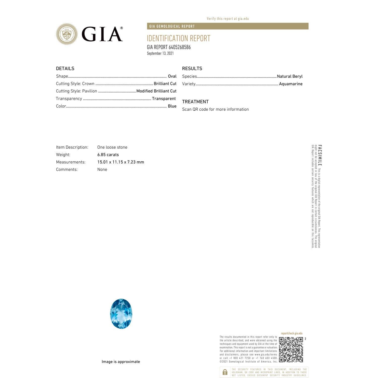 Angara GIA Certified Natural Aquamarine Crossover Shank Ring in 18K Yellow Gold 6