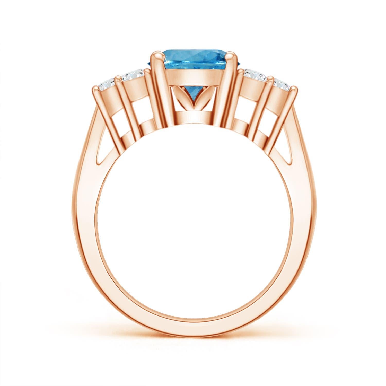 For Sale:  ANGARA GIA Certified Natural Aquamarine & Diamond Ring in Rose Gold 2