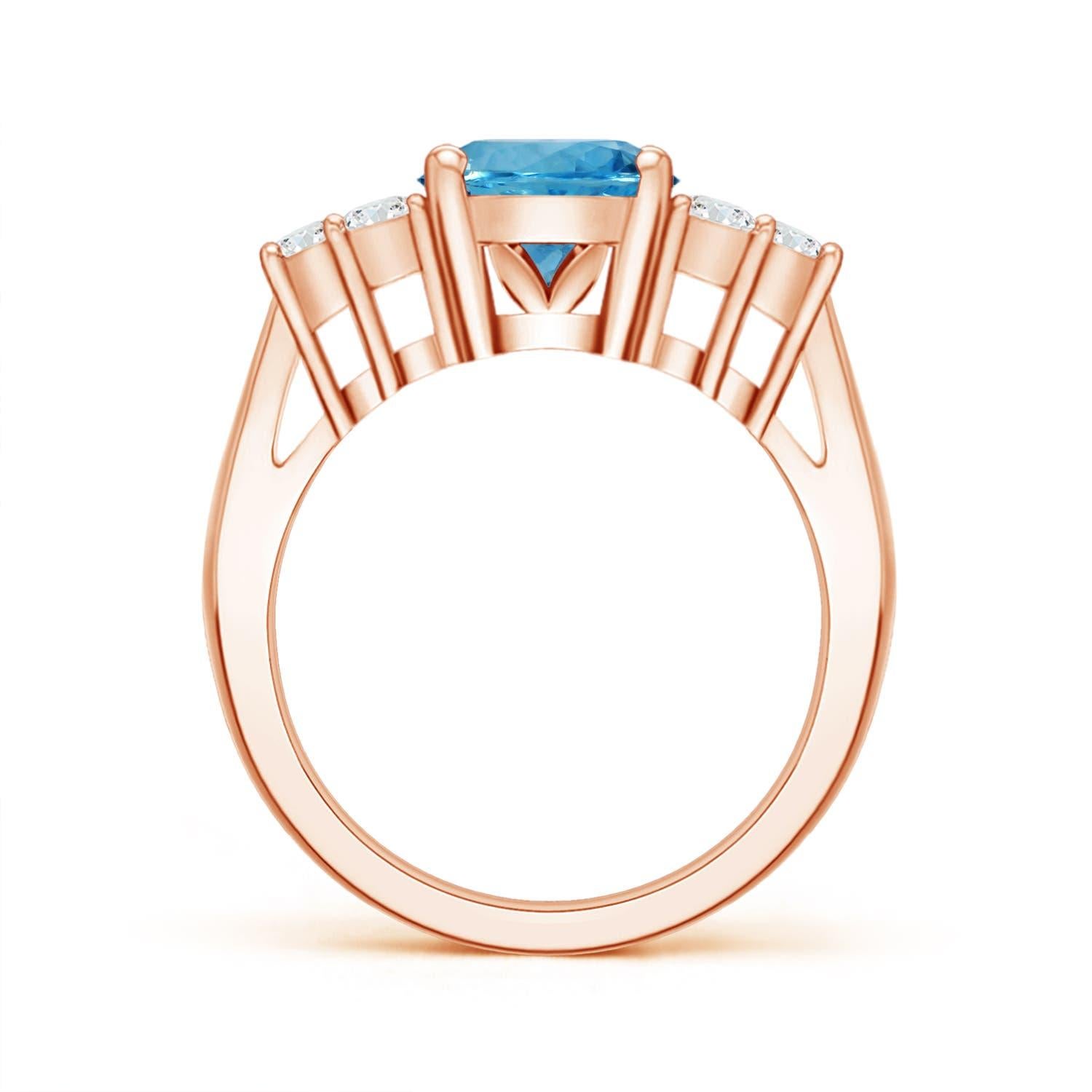 For Sale:  Angara GIA Certified Natural Aquamarine & Diamond Ring in Rose Gold 2
