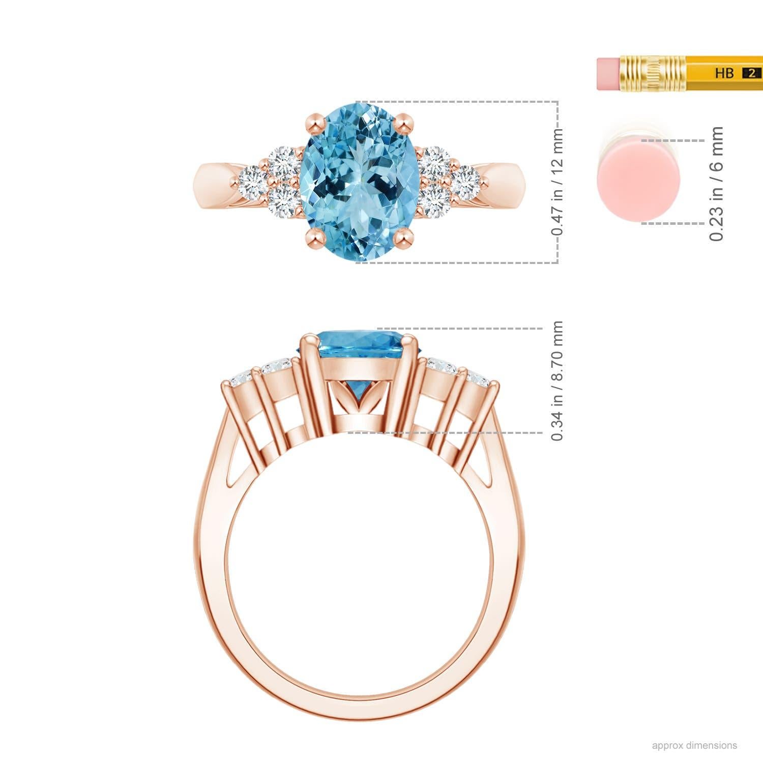 For Sale:  Angara GIA Certified Natural Aquamarine & Diamond Ring in Rose Gold 4