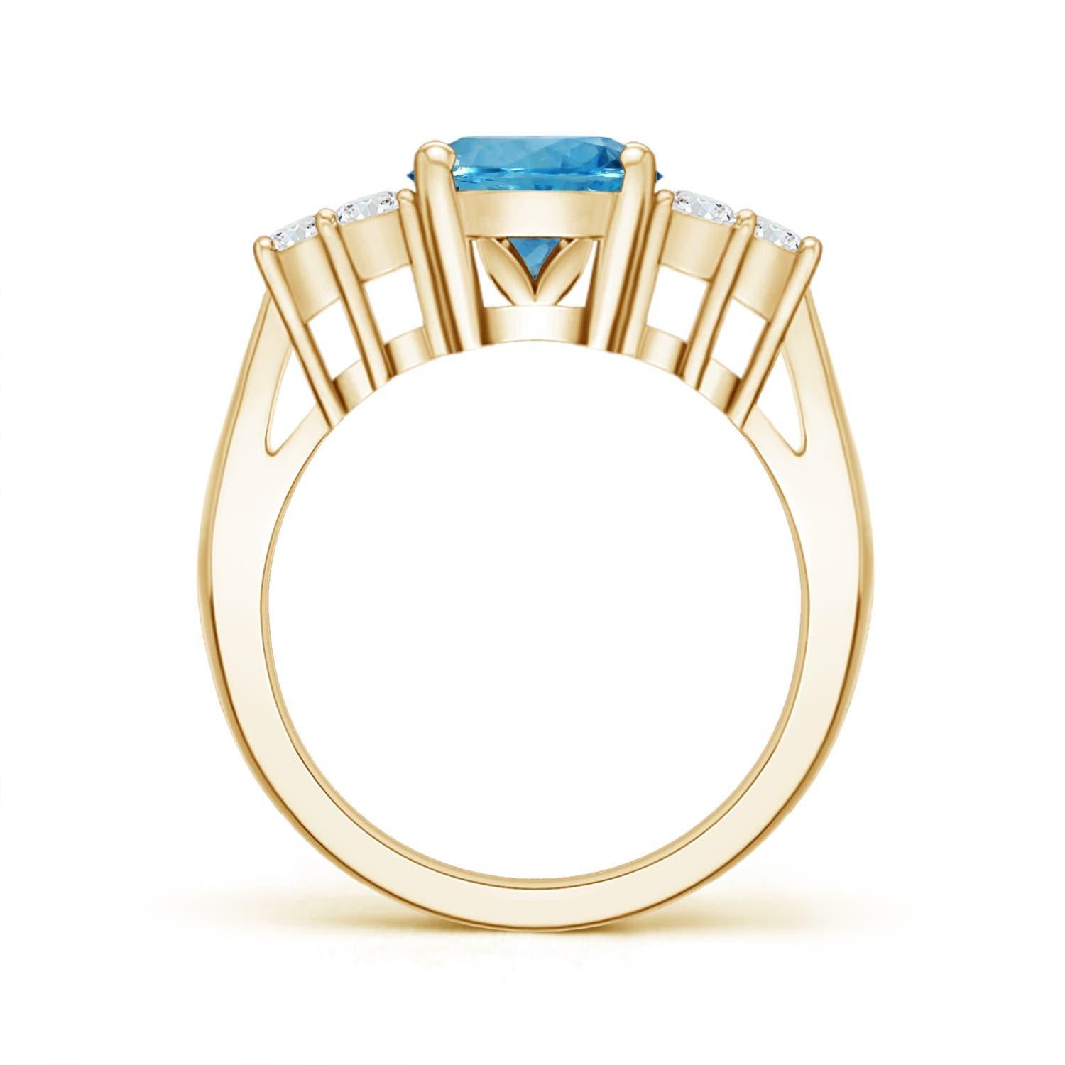 For Sale:  Angara GIA Certified Natural Aquamarine & Diamond Ring in Yellow Gold 2