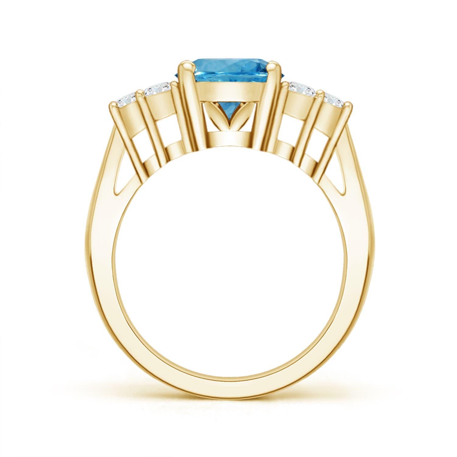 For Sale:  Angara Gia Certified Natural Aquamarine & Diamond Ring in Yellow Gold 2