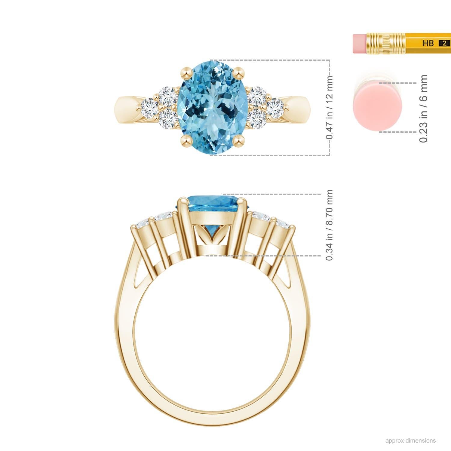 For Sale:  Angara GIA Certified Natural Aquamarine & Diamond Ring in Yellow Gold 4