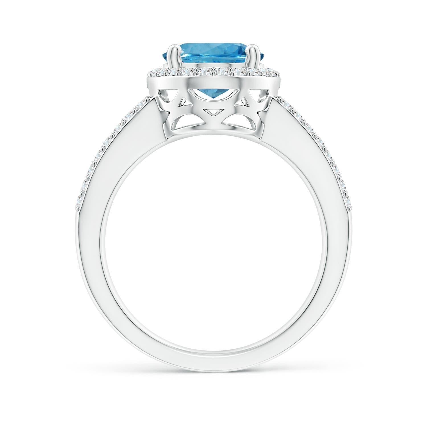 ANGARA GIA Certified Natural Aquamarine Halo Ring in White Gold 2