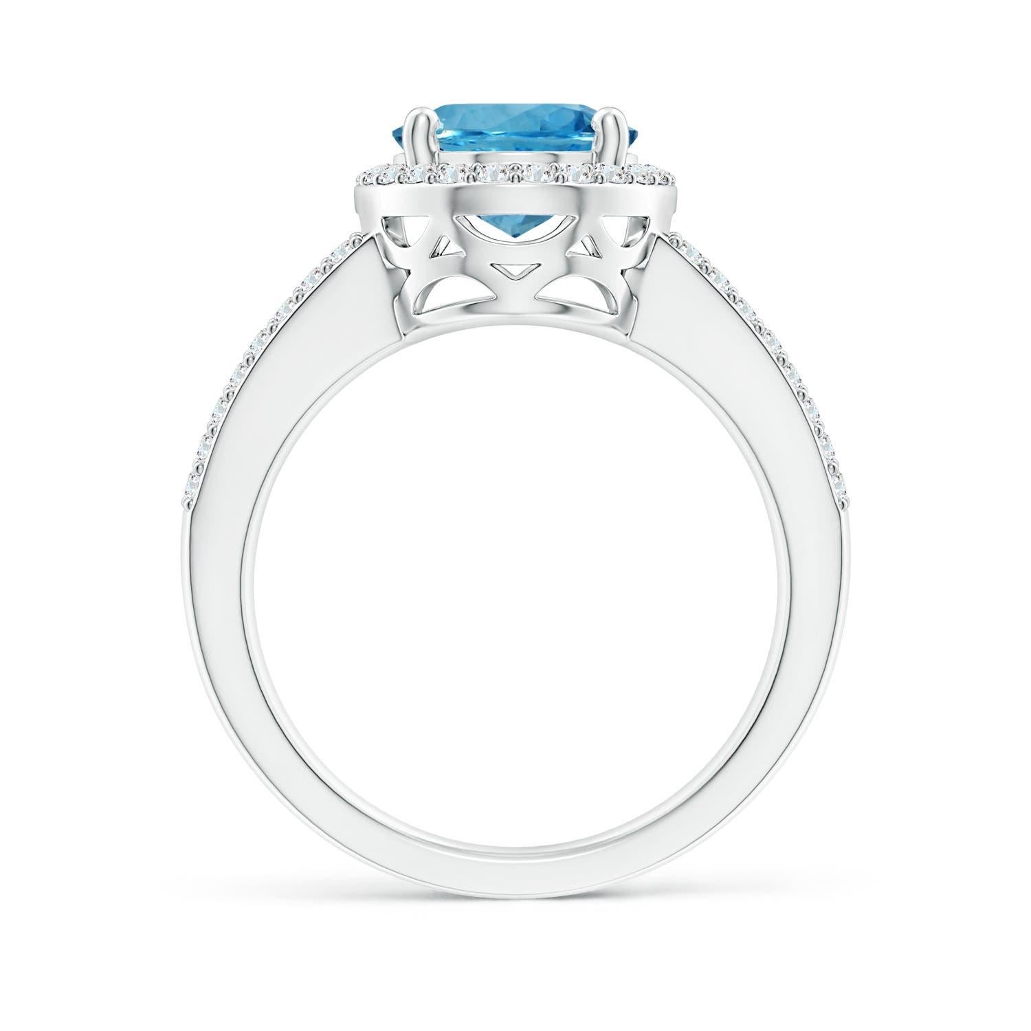 For Sale:  GIA Certified Natural Aquamarine Halo Ring in White Gold 2