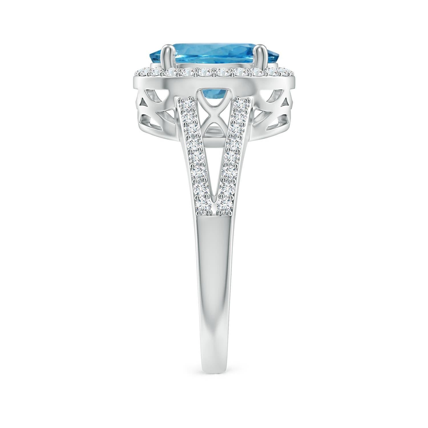 For Sale:  ANGARA GIA Certified Natural Aquamarine Halo Ring in White Gold 4