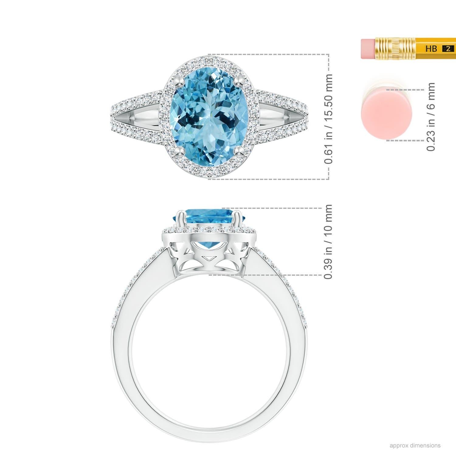 For Sale:  ANGARA GIA Certified Natural Aquamarine Halo Ring in White Gold 5