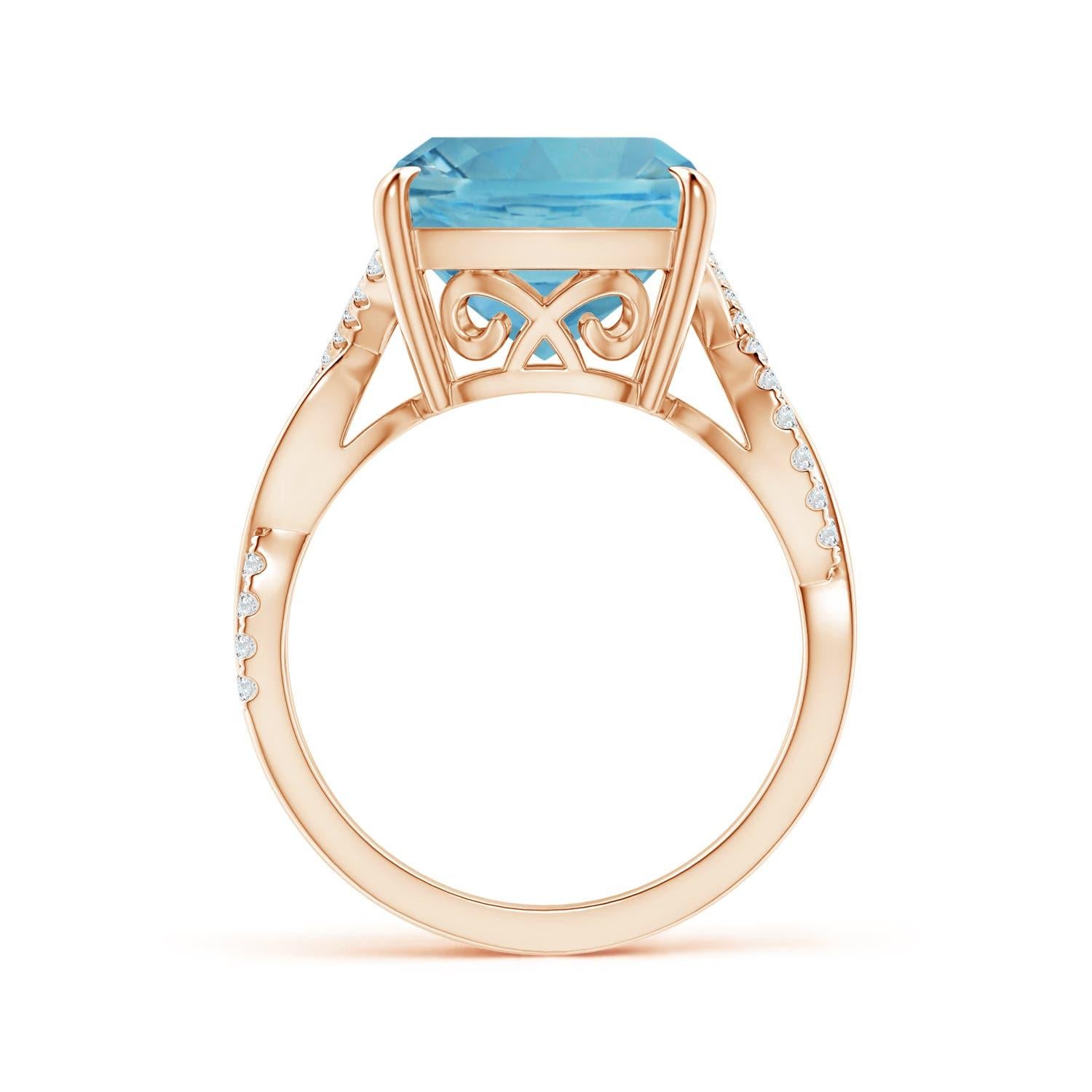 ANGARA GIA zertifizierter natürlicher Aquamarin Unendlichkeits-Diamantring aus Roségold () 2
