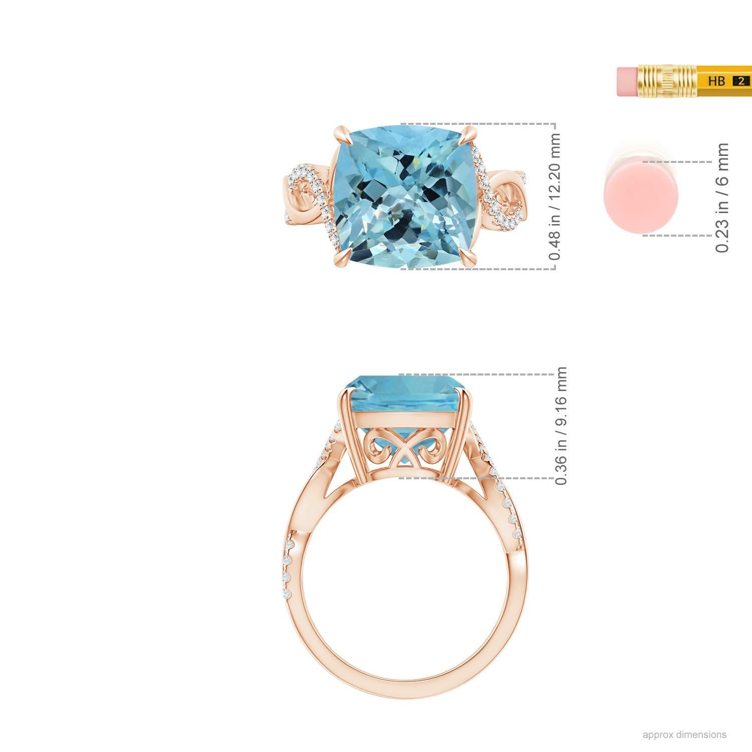 For Sale:  ANGARA GIA Certified Natural Aquamarine Infinity Diamond Ring in Rose Gold 5