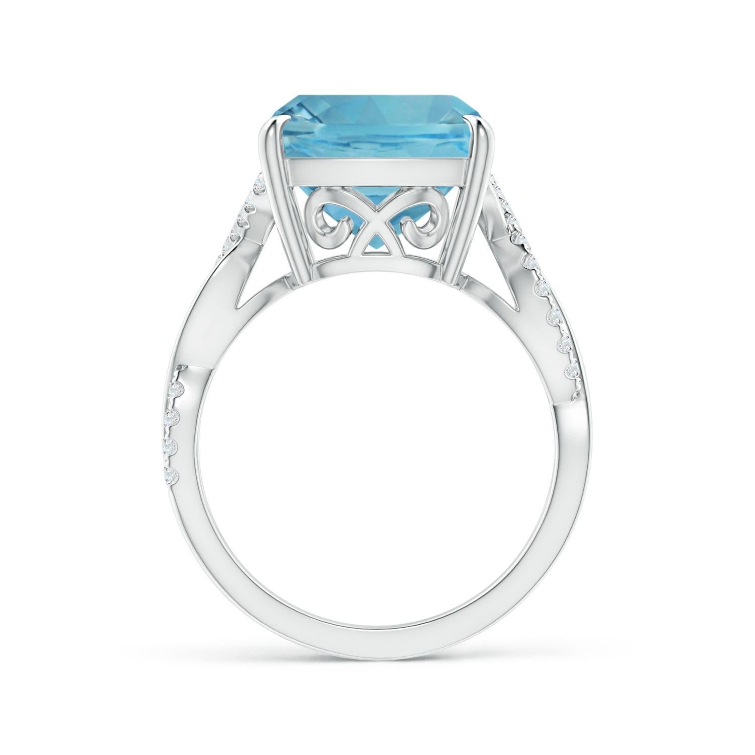 For Sale:  ANGARA GIA Certified Natural Aquamarine Infinity Diamond Ring in White Gold 2