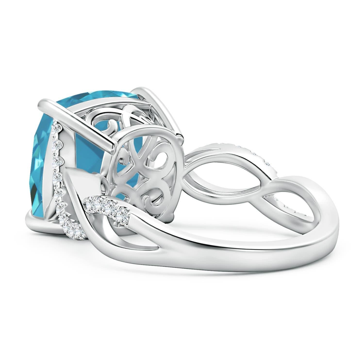 For Sale:  ANGARA GIA Certified Natural Aquamarine Infinity Diamond Ring in White Gold 4