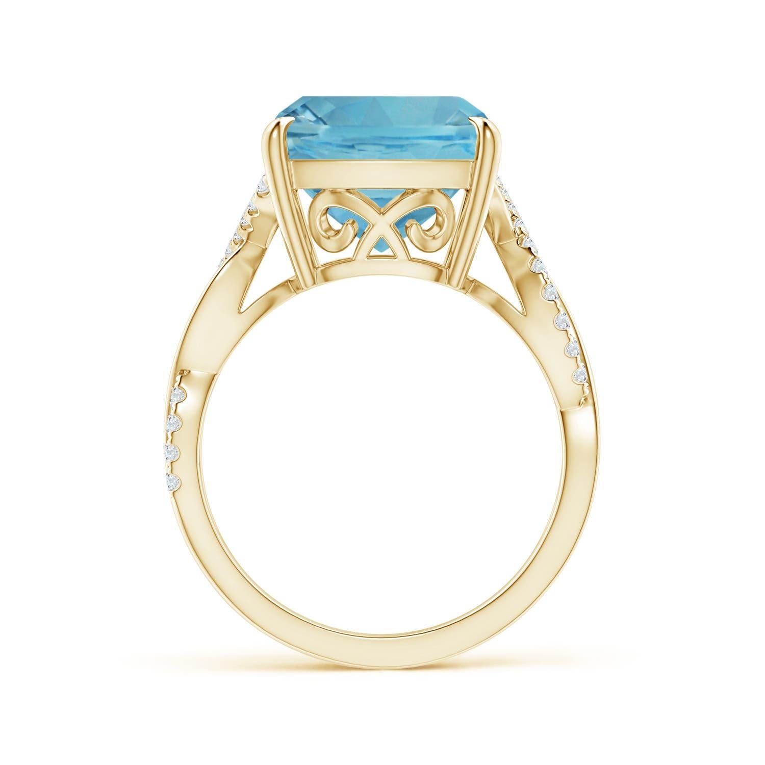 For Sale:  ANGARA GIA Certified Natural Aquamarine Infinity Diamond Ring in Yellow Gold 2