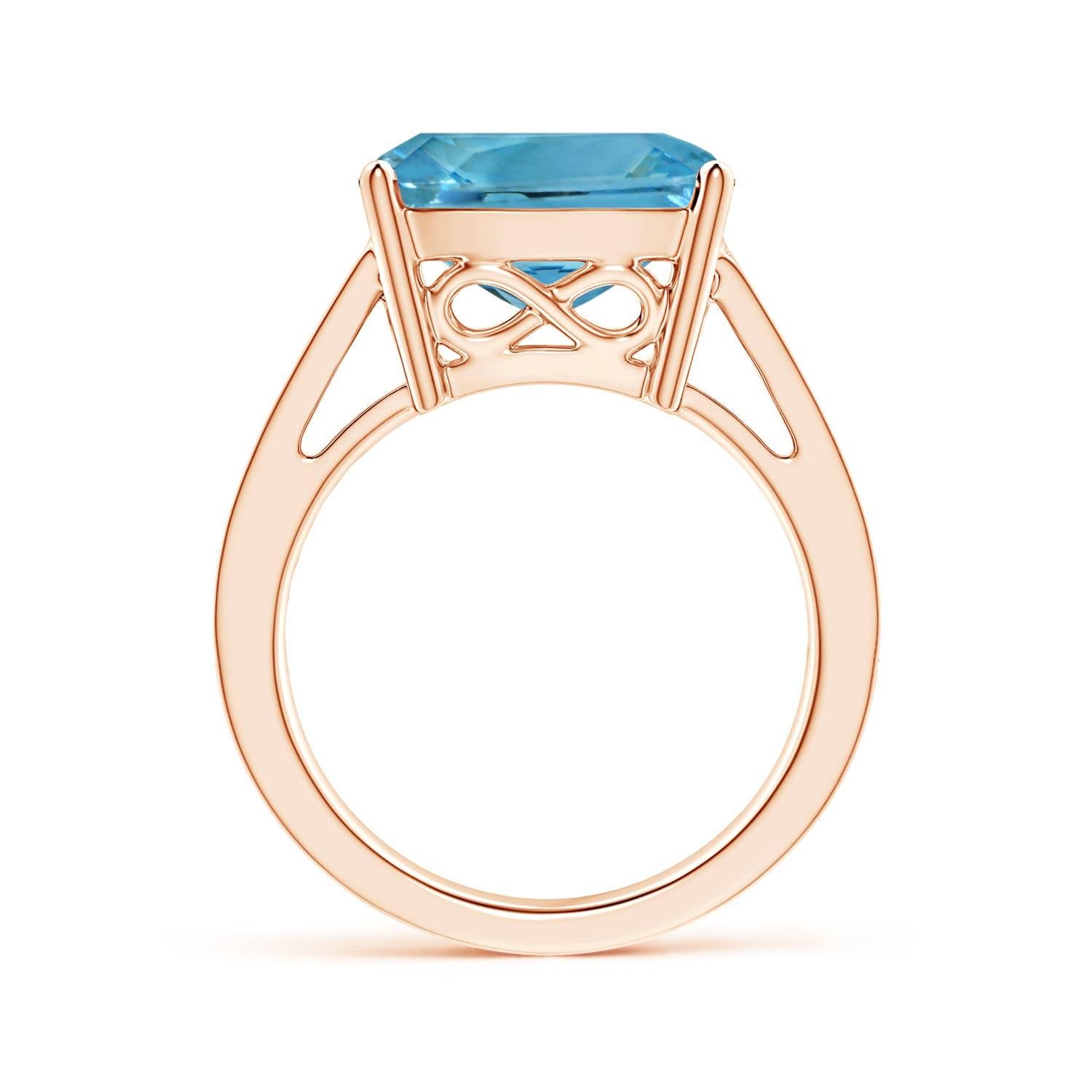 For Sale:  ANGARA GIA Certified Natural Aquamarine Reverse Tapered Shank Ring in Rose Gold 2
