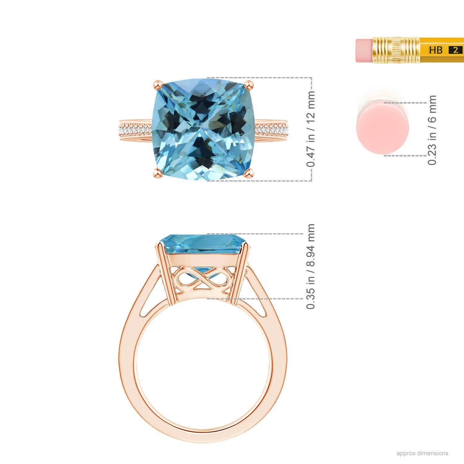 For Sale:  ANGARA GIA Certified Natural Aquamarine Reverse Tapered Shank Ring in Rose Gold 5
