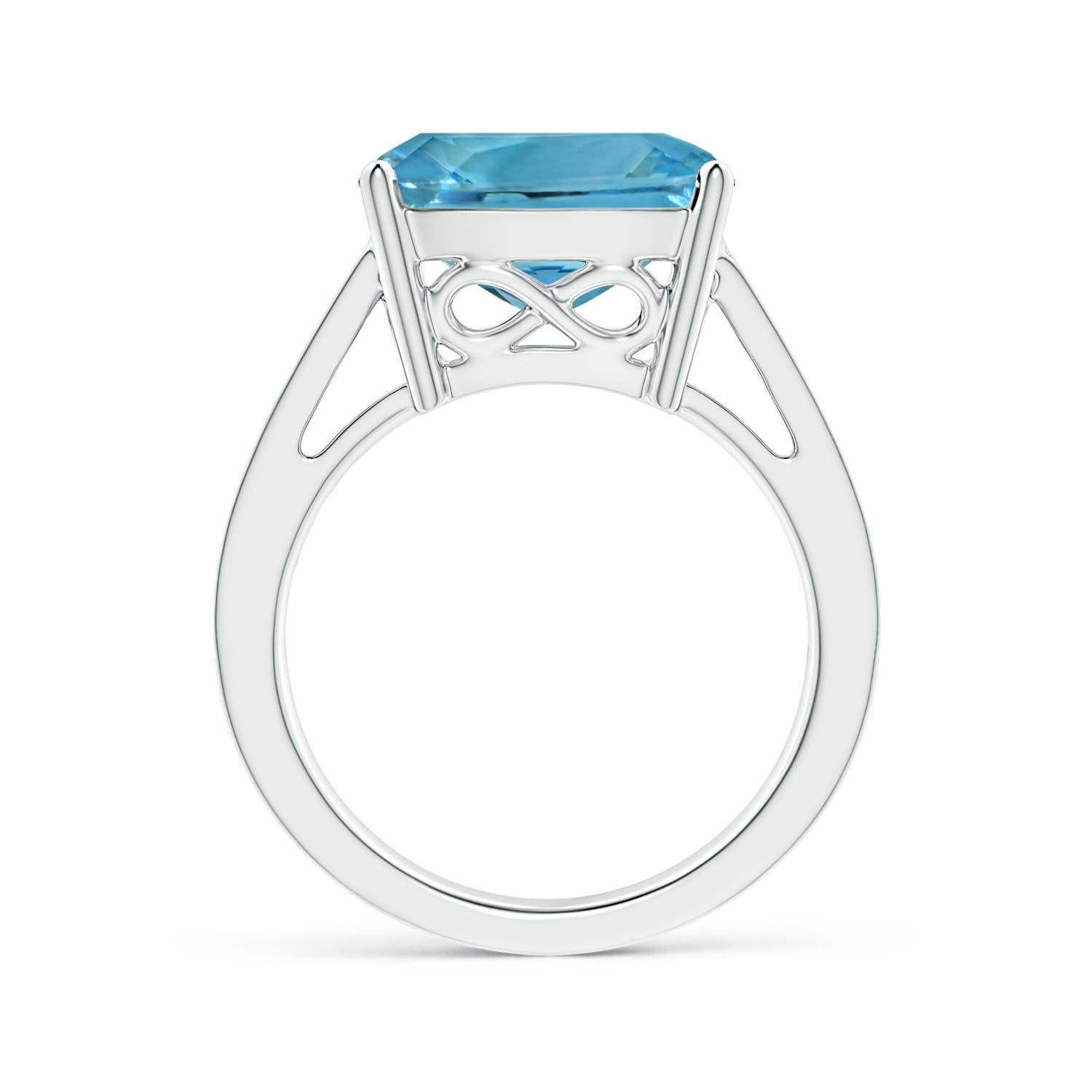Angara Gia Certified Natural Aquamarine Reverse Tapered Shank Ring in White Gold 2