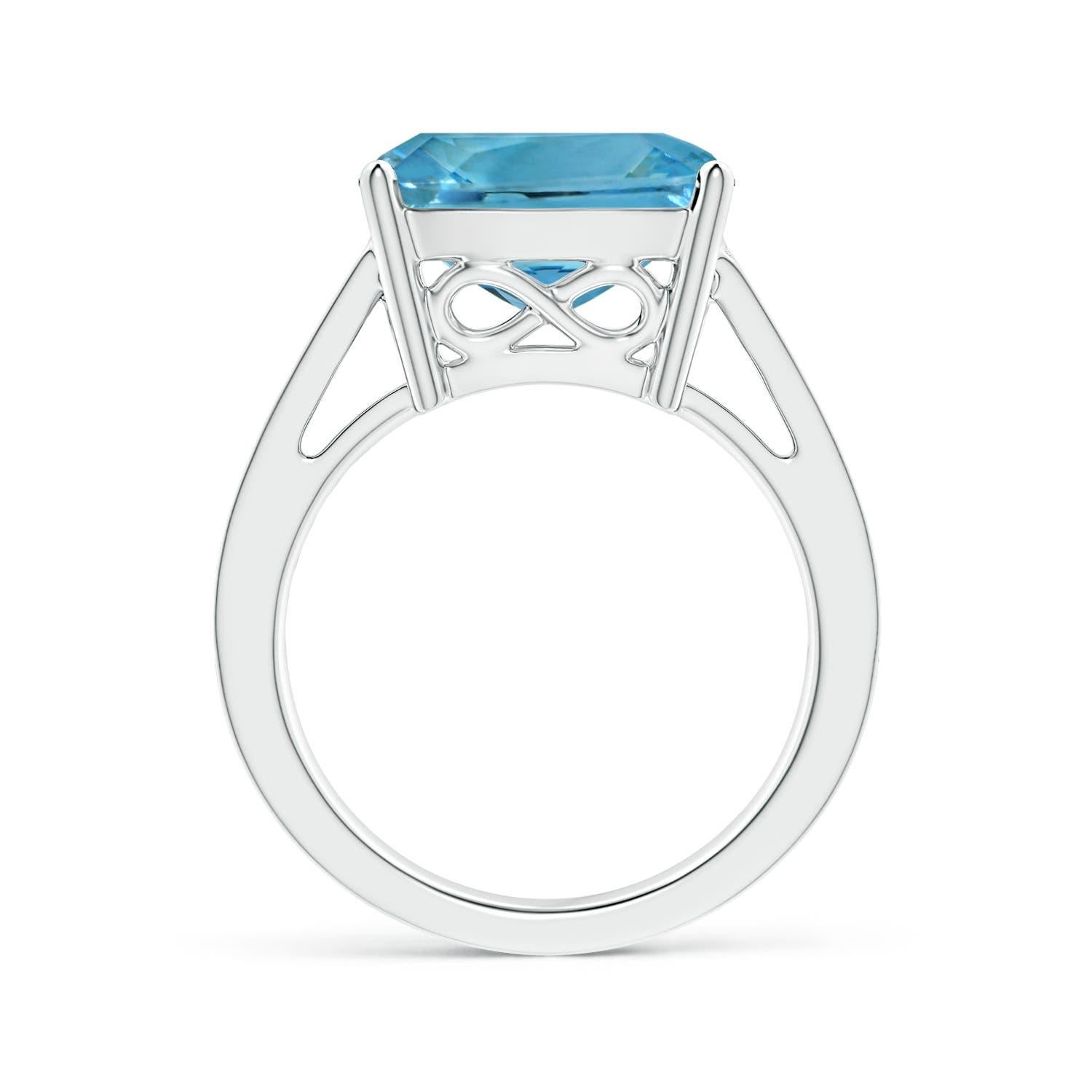 For Sale:  Angara Gia Certified Natural Aquamarine Reverse Tapered Shank Ring in White Gold 2