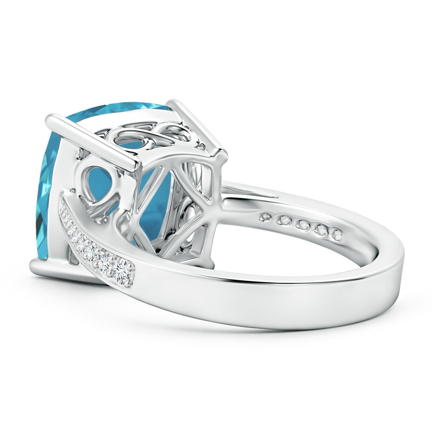 Angara Gia Certified Natural Aquamarine Reverse Tapered Shank Ring in White Gold 4