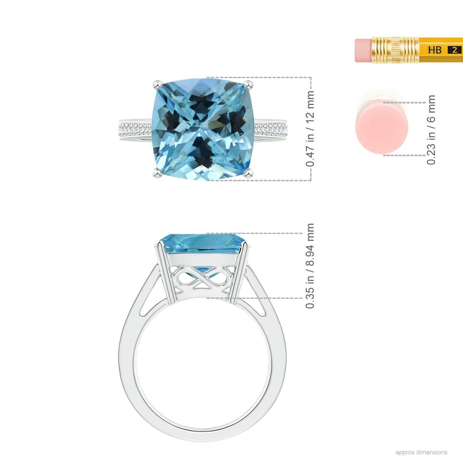 Angara Gia Certified Natural Aquamarine Reverse Tapered Shank Ring in White Gold 5