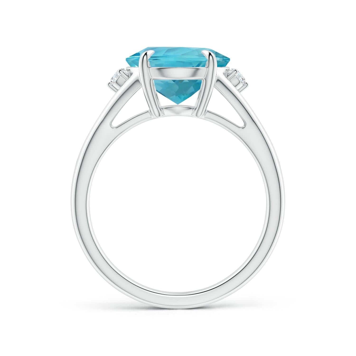 ANGARA GIA Certified Natural Aquamarine Ring in Platinum with Diamond Accents 2