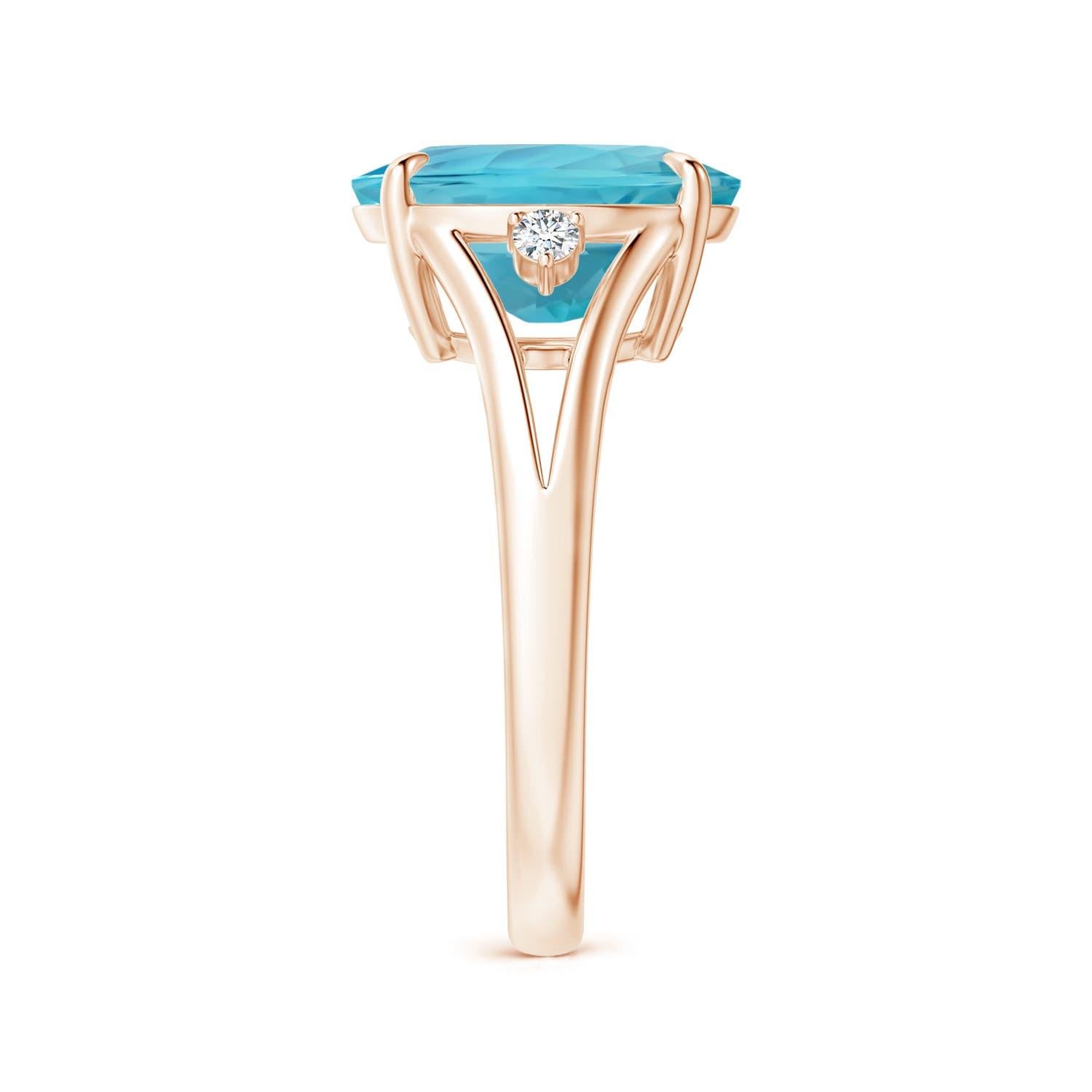 For Sale:  ANGARA GIA Certified Natural Aquamarine Ring in Rose Gold with Diamond Accents 4