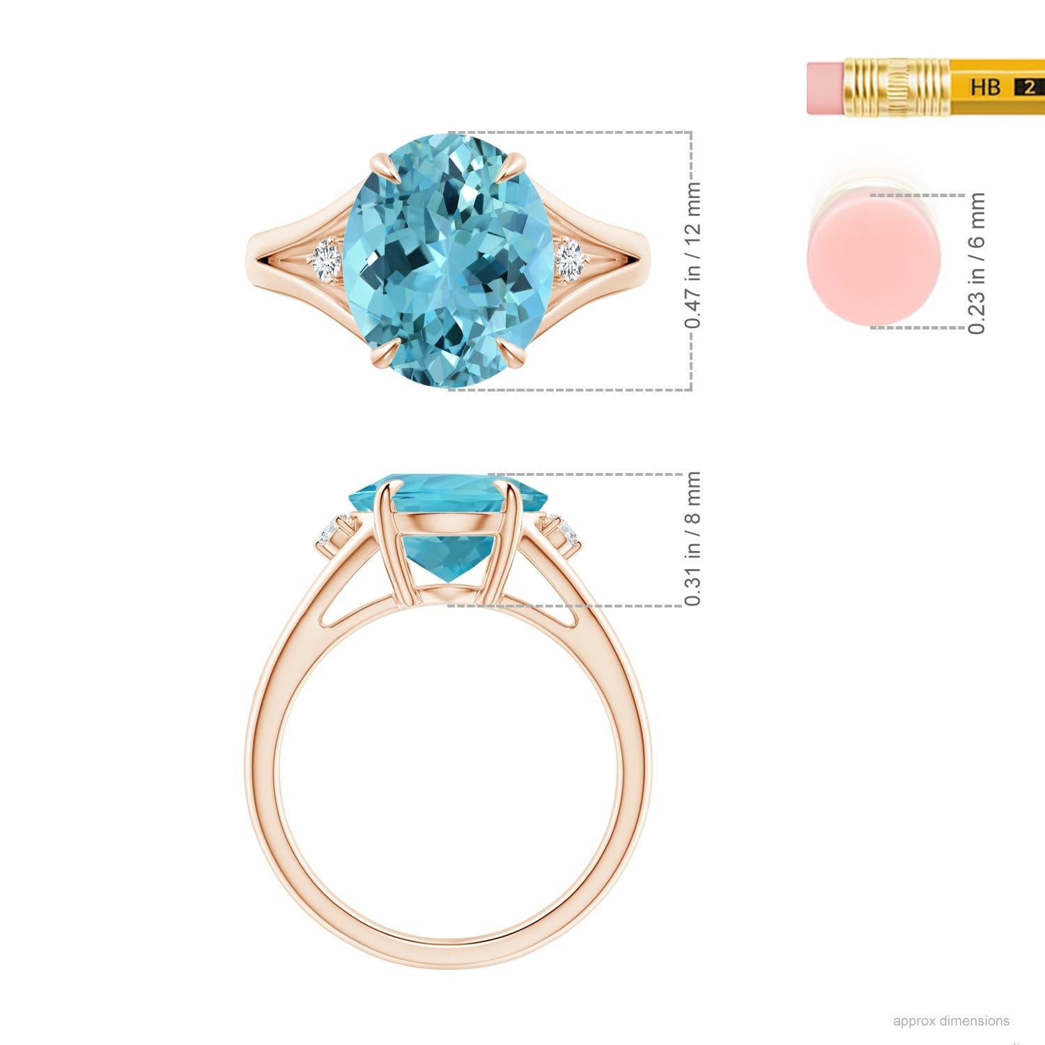 For Sale:  ANGARA GIA Certified Natural Aquamarine Ring in Rose Gold with Diamond Accents 5