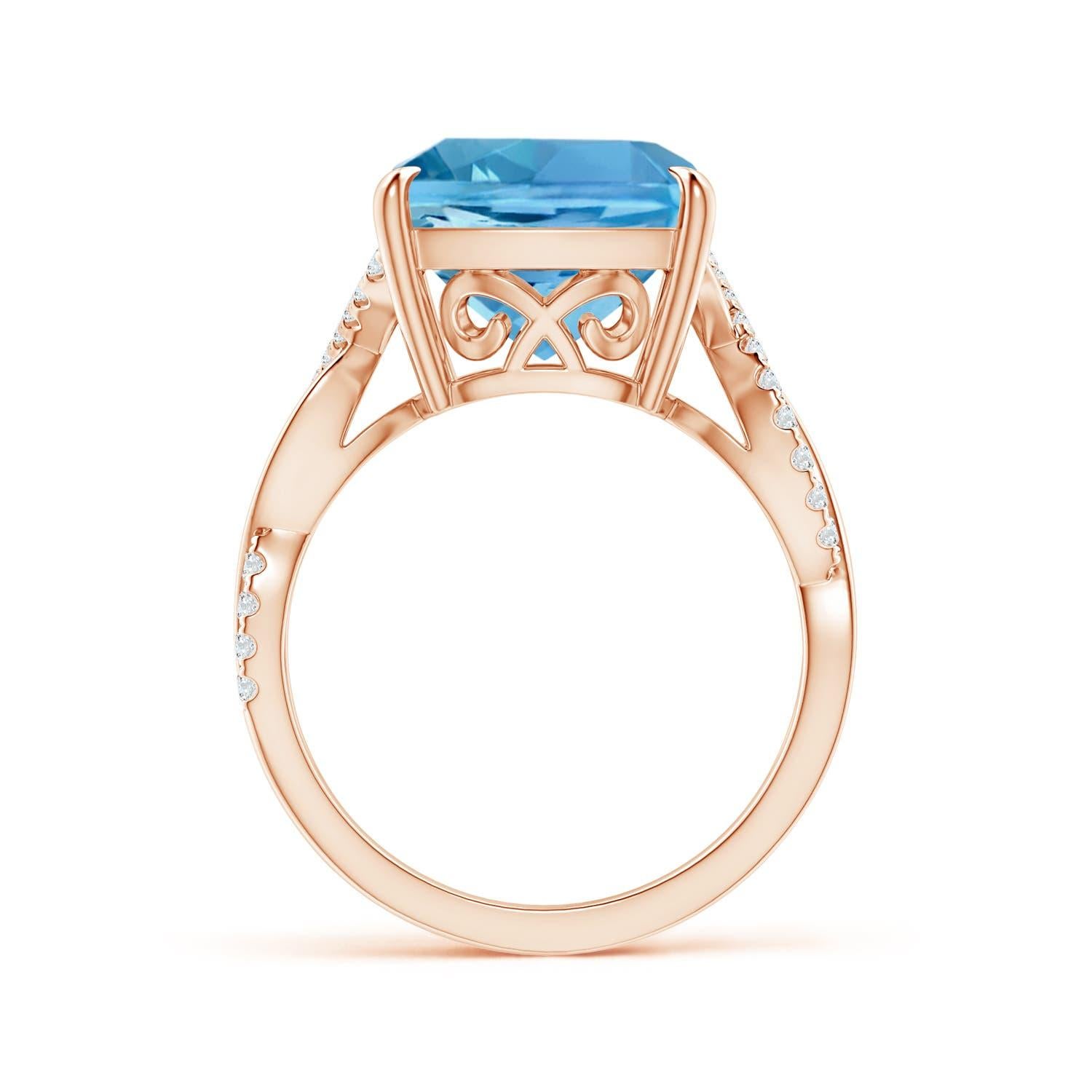 For Sale:  ANGARA GIA Certified Natural Aquamarine Ring in Rose Gold with Diamonds 2