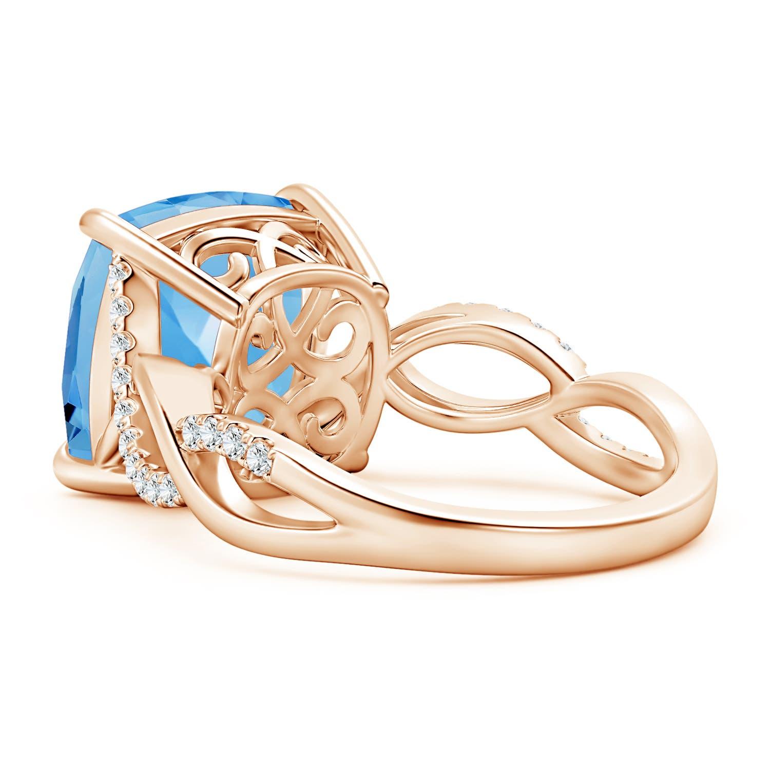 ANGARA GIA Certified Natural Aquamarine Ring in 14K Rose Gold with Diamonds 3