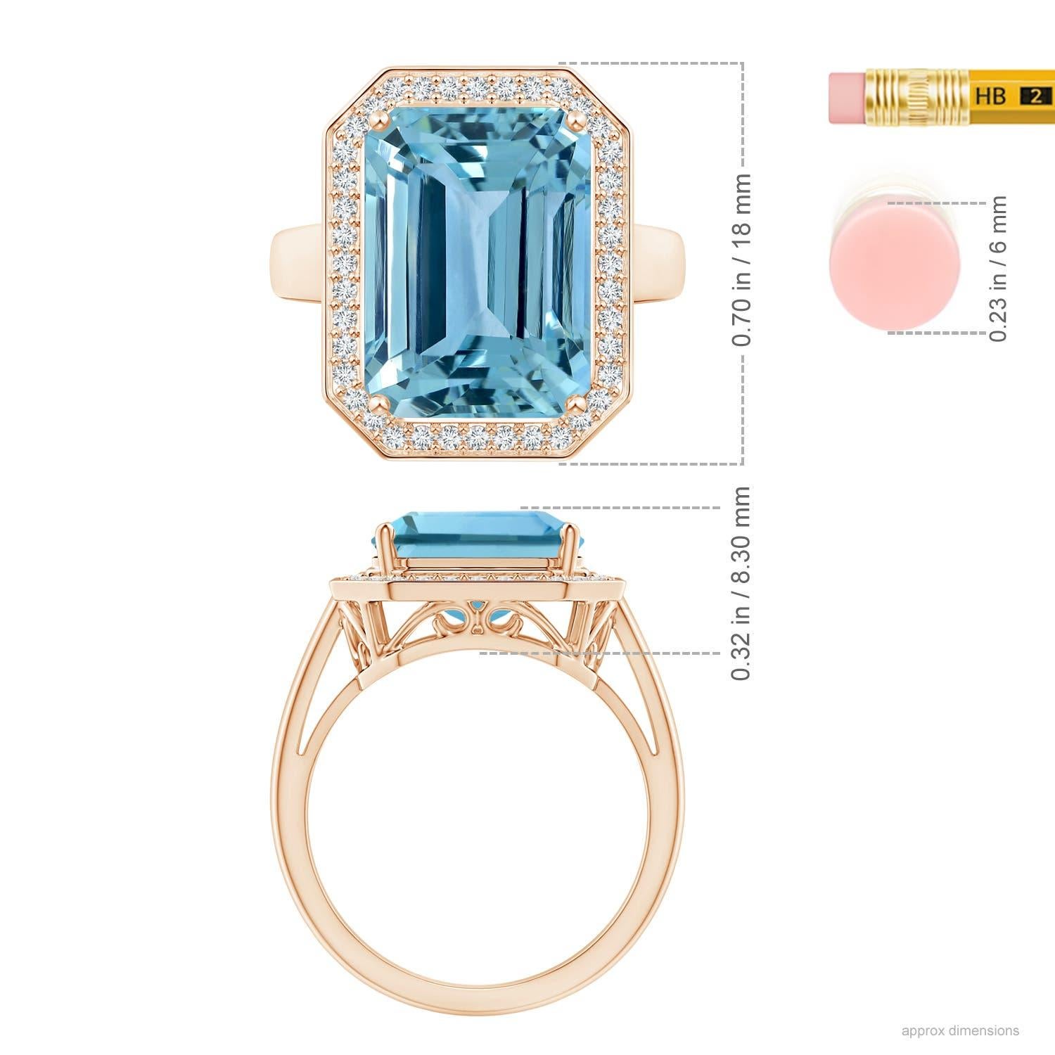 For Sale:  Angara GIA Certified Natural Aquamarine Ring in Rose Gold with Diamonds 3