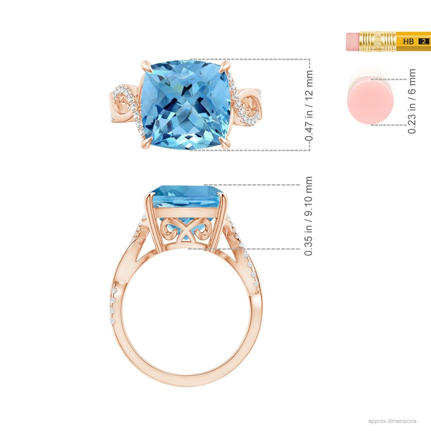 For Sale:  ANGARA GIA Certified Natural Aquamarine Ring in Rose Gold with Diamonds 4