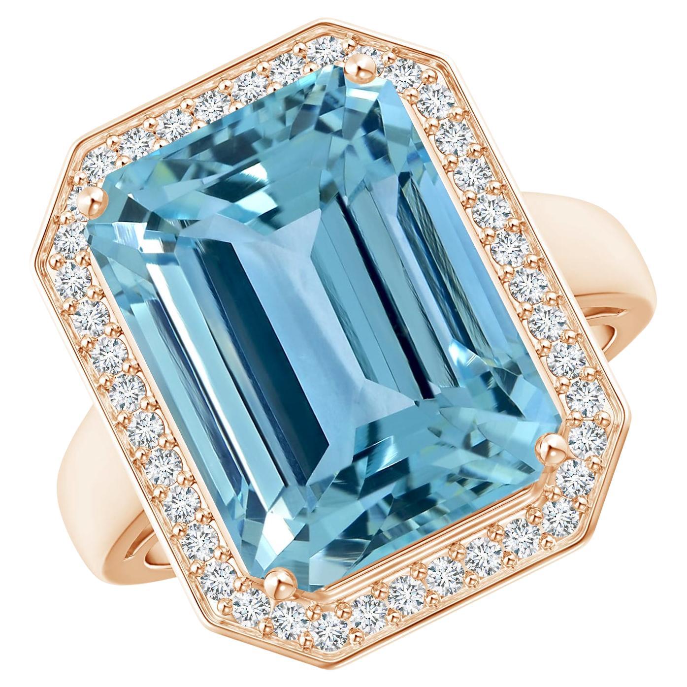 Angara GIA Certified Natural Aquamarine Ring in Rose Gold with Diamonds