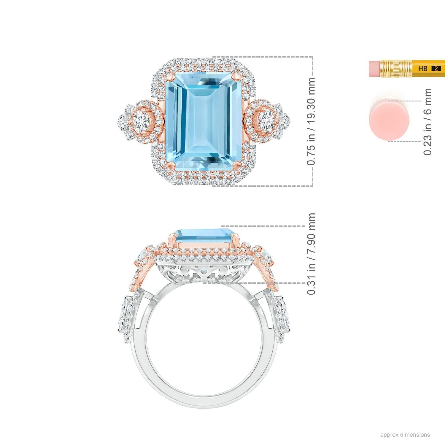 ANGARA GIA Certified Natural Aquamarine Ring in Rose Gold with Marquise Diamonds 4