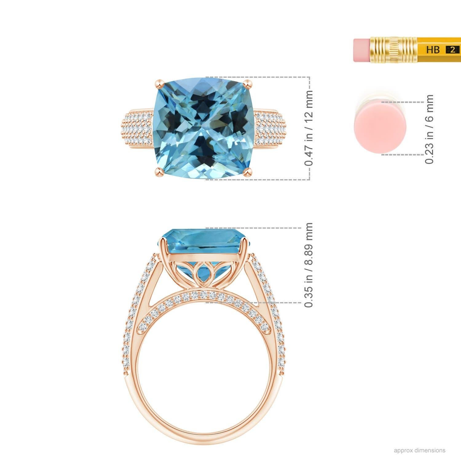 For Sale:  Angara Gia Certified Natural Aquamarine Ring in Rose Gold with Pave-Set Diamonds 5