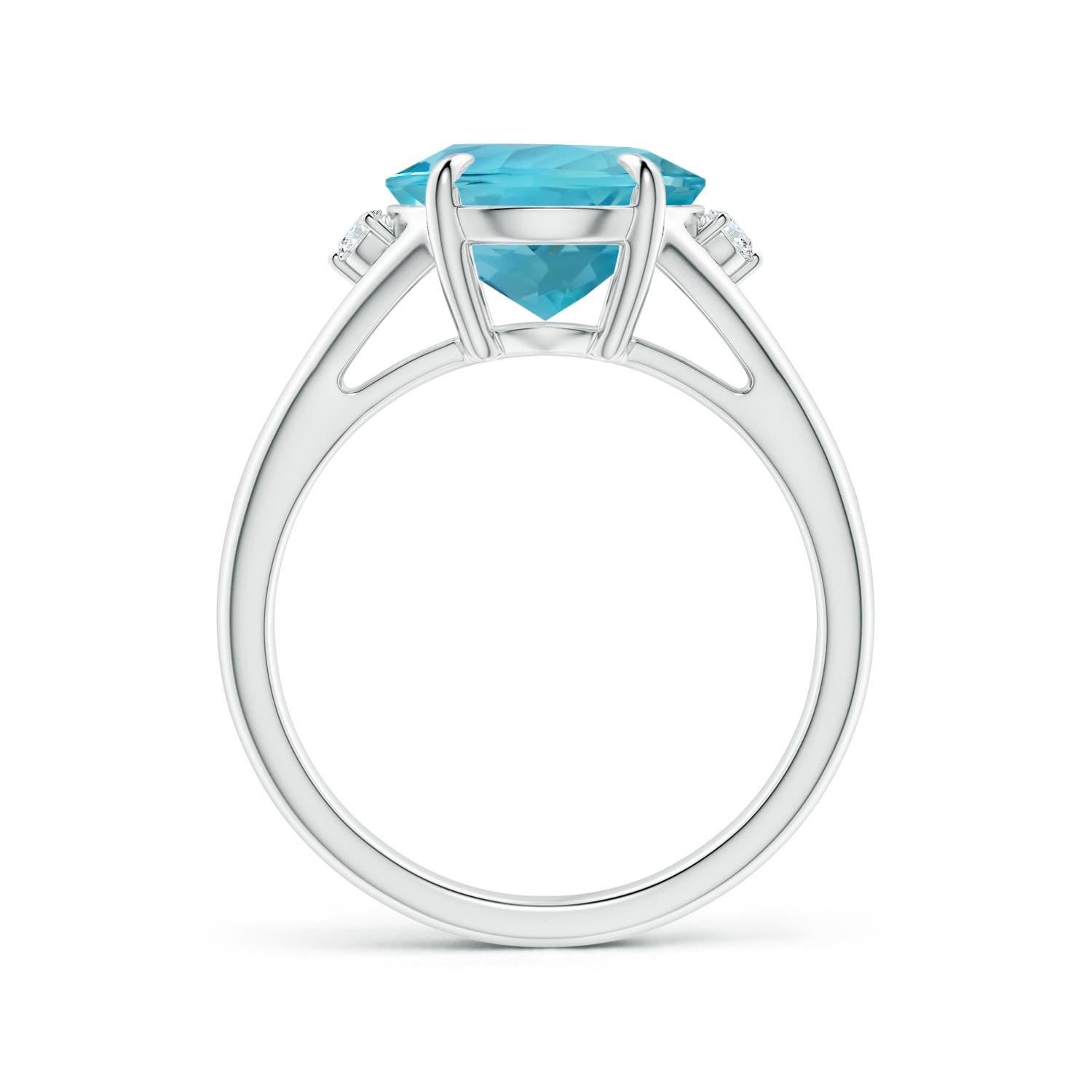 For Sale:  ANGARA GIA Certified Natural Aquamarine Ring in White Gold with Diamond Accents 2