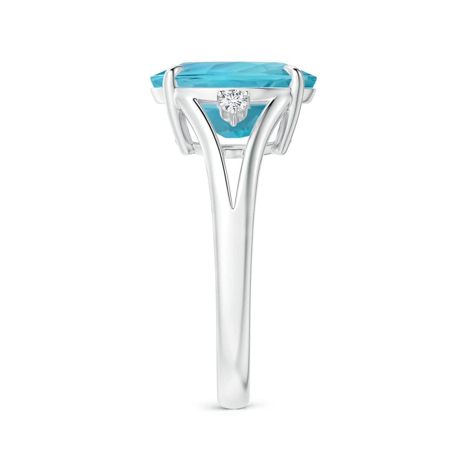 For Sale:  ANGARA GIA Certified Natural Aquamarine Ring in White Gold with Diamond Accents 4